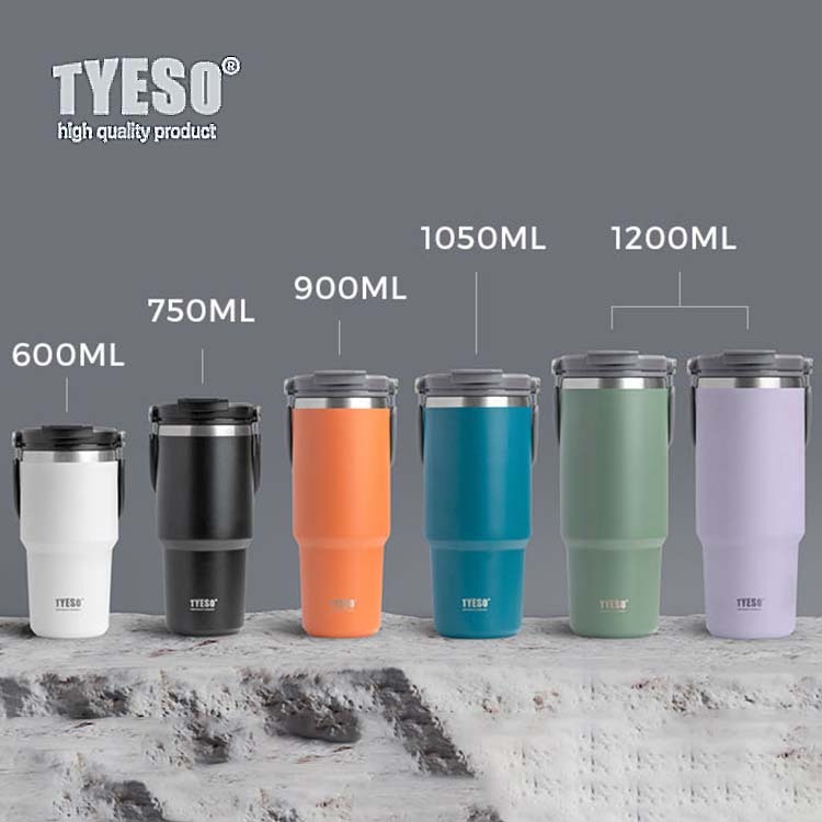 ใหม่!2022 ของแท้ TYESO รุ่นมีหูหิ้วมีหลอด 5 ขนาด แก้วเก็บอุณหภูมิร้อน/เย็น แก้วสแตนเลส304