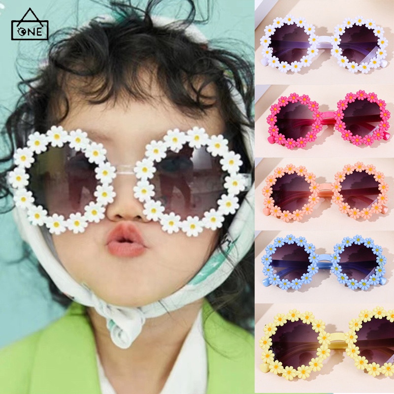 COD แว่นตากันแดดเด็กลายดอกไม้ทรงกลมUV400ป้องกันรังสียูวีแฟชั่นเบาพิเศษแว่นกรองแสงสําหรับเด็กผู้ชายเด็กผู้หญิง-a.one