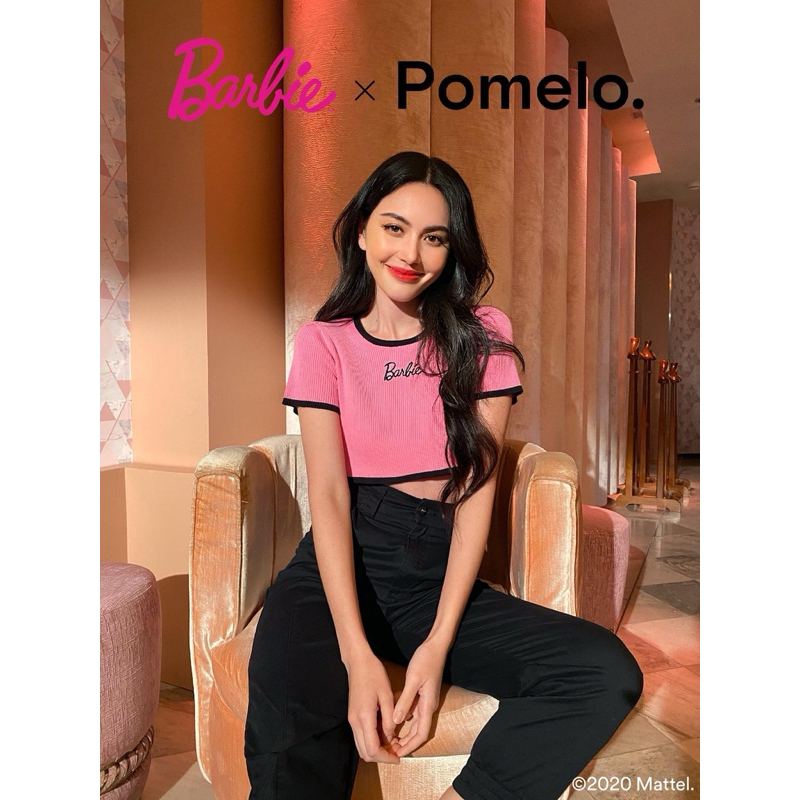 เสื้อครอป pomelo barbie สีชมพูเสื้อบาร์บี้ของแท้