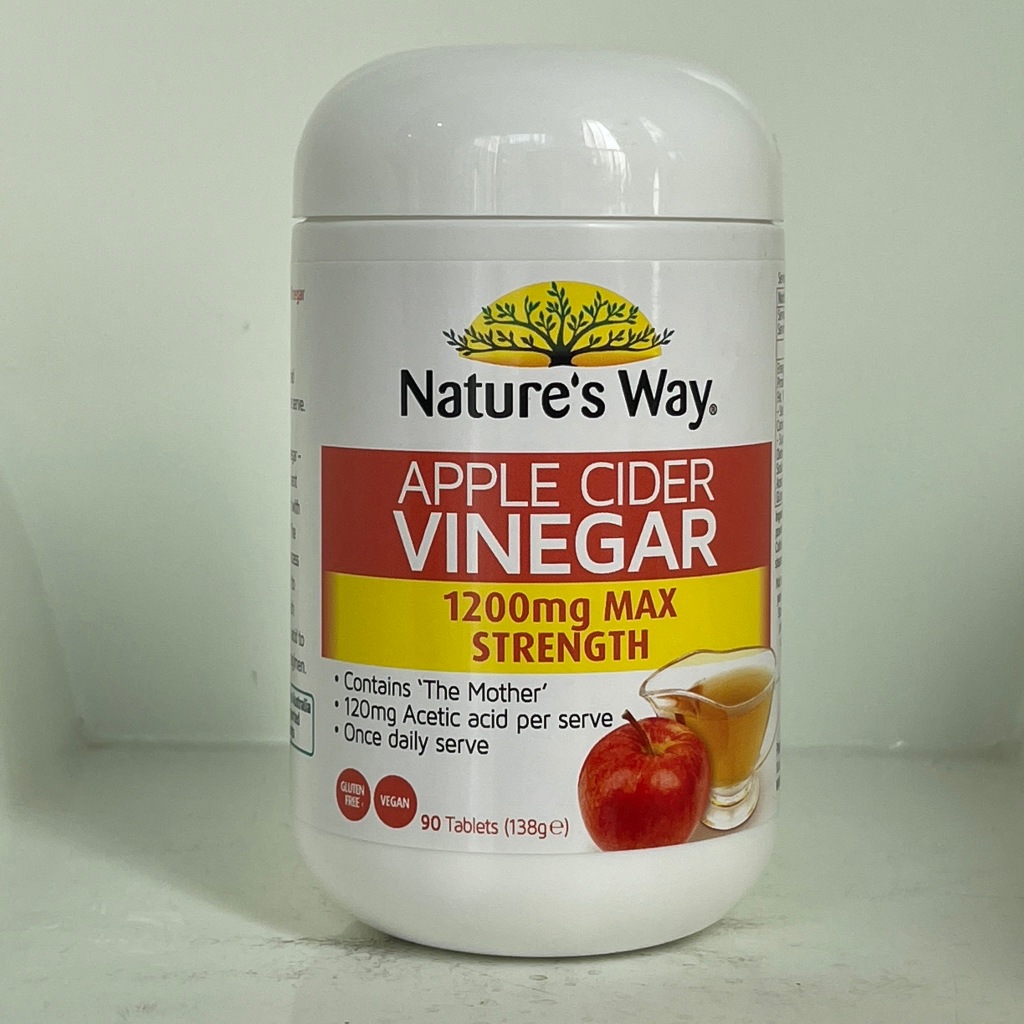 Nature's Way Apple Cider Vinegar 1200mg Max Strength 90Tablets ชะลอความแก่ ลดความดันสูงและโรคหัวใจ Exp.06/2025