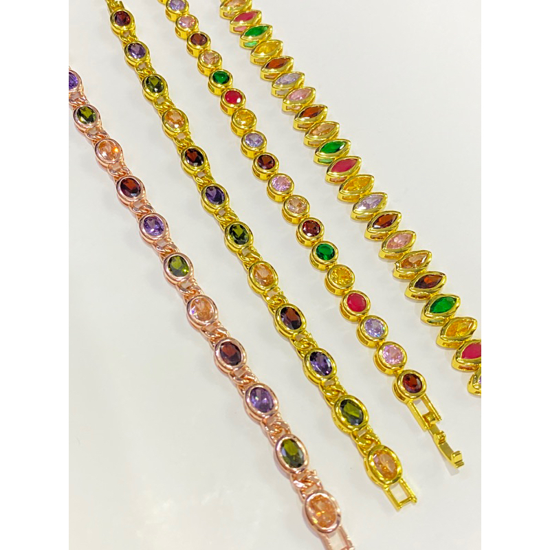 104สีนากฟรีไซส์!! ากสี ​​​​​​สร้อยข้อมือทองไมโครซอฟต์ชุบเคลือบผิวข้อมือพลอย