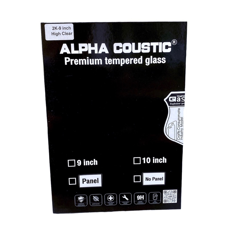 Alpha Coustic ฟิล์มกระจกกันรอย สำหรับติดจอแอนดรอยรถยนต์ รุ่น 2K Q series (Q9, Q10, Q11) มีขนาด 9 นิ้ว, 10 นิ้ว
