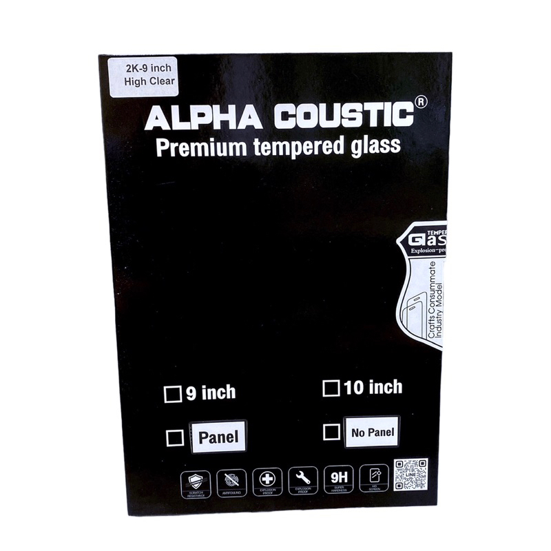 Alpha Coustic ฟิล์มกระจกกันรอย สำหรับติดจอแอนดรอยรถยนต์ รุ่น 2K Q series (Q9, Q10, Q11) มีขนาด 9 นิ้