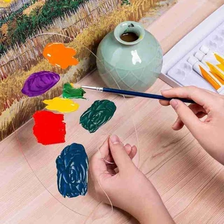 จานสี โปร่งใส รูปไข่ จานสีอะคริลิค ผสมสี เครื่องมือวาดภาพ สีอะคริลิค อุปกรณ์เสริม/Acrylic/Watercolor/Painting Palette