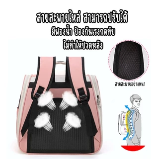 กระเป๋าเป้ใส่สัตว์เลี้ยง สามารถพกพาไปได้ทุกที่ มีตะข่ายตะบายอากาศอย่างดี