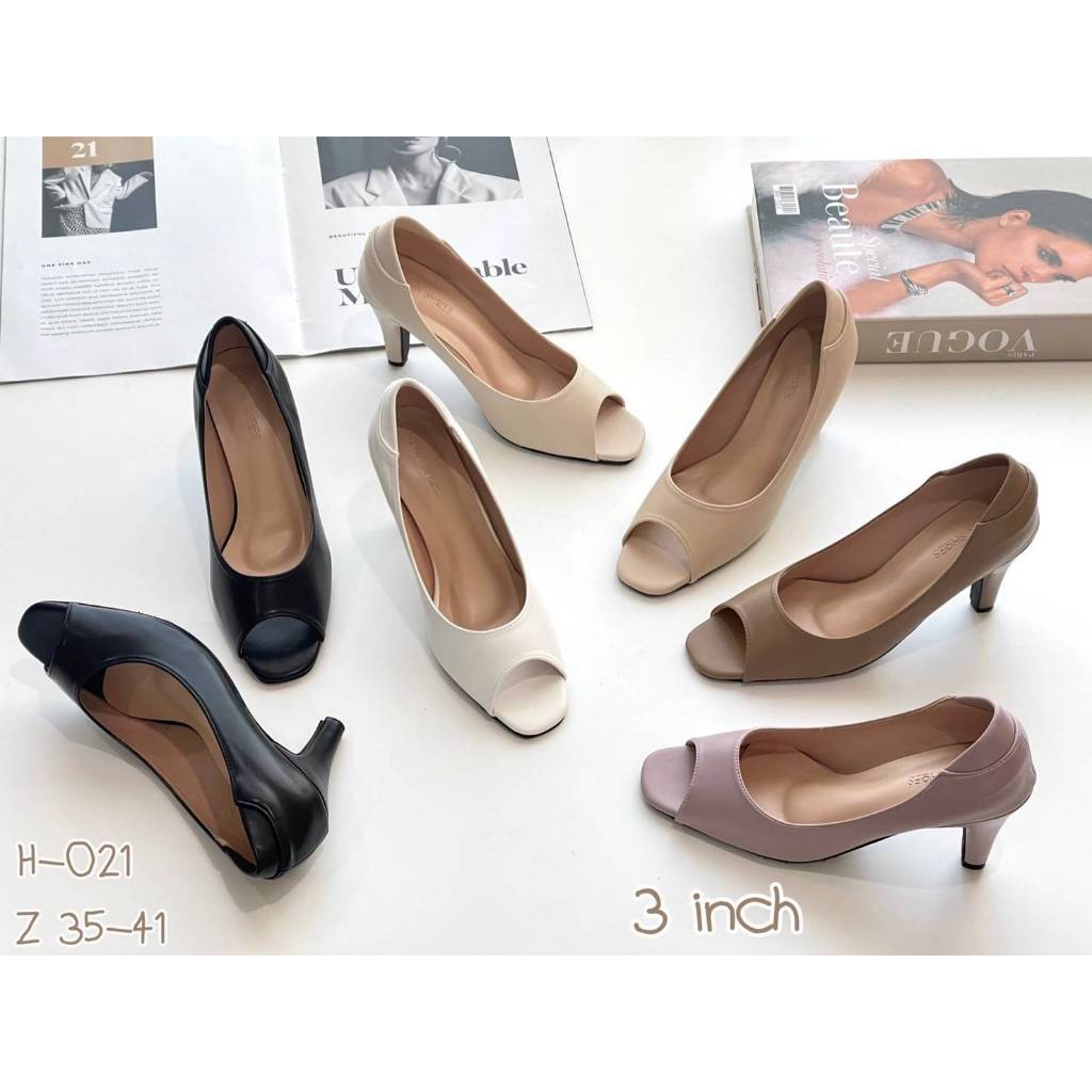 รองเท้าคัทชูเปิดหน้า รองเท้าใส่ทำงาน รองเท้าคัทชูส้นสูง Niwa shoes รหัสสินค้า H-021