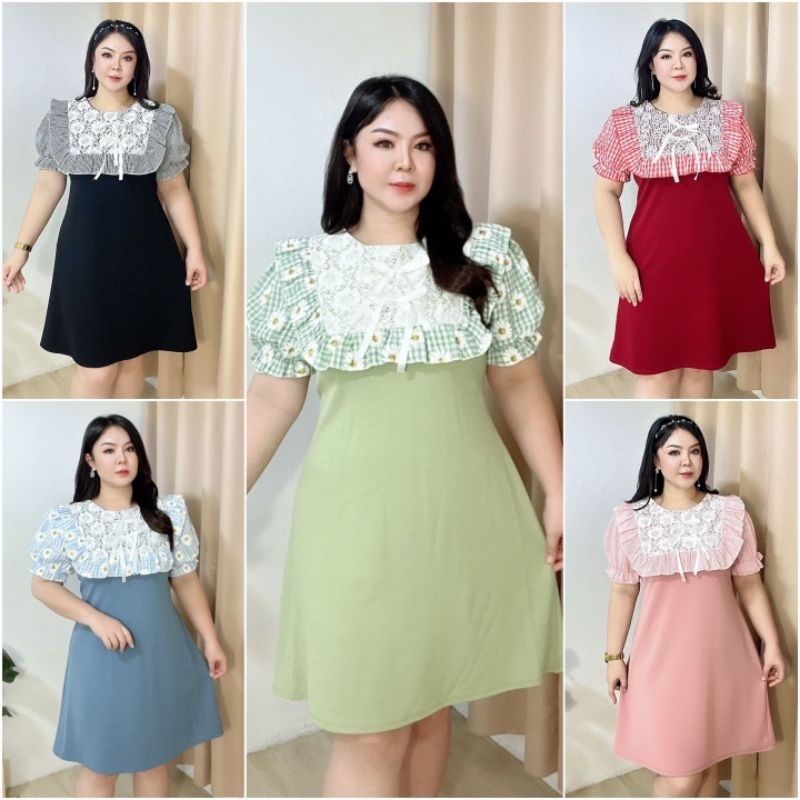 (พร้อมส่ง ) เดรสสาวอวบ ผ้าไม่ต้องรีด อก40-46นิ้ว/เอว34-44นิ้ว/สะโพกยืด46-50นิ้ว/ ชุดคนอ้วน เสื้อผ้าไซส์ใหญ่