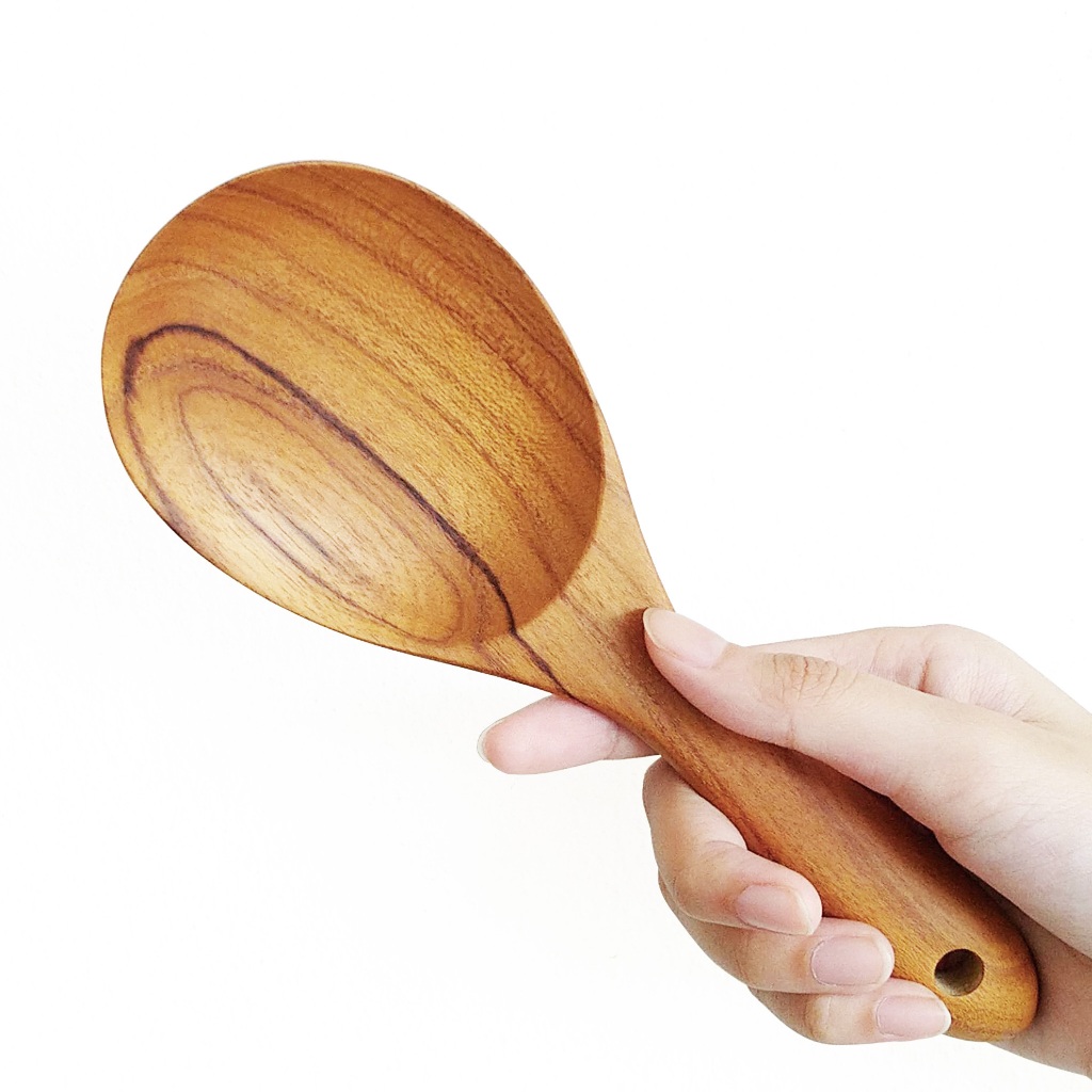 กูปรี ทัพพีตักข้าวไม้สัก ขนาดเล็ก ใหญ่ KOUPREY Small BiG Brown Teak Wood Rice Paddle Rice Ladle