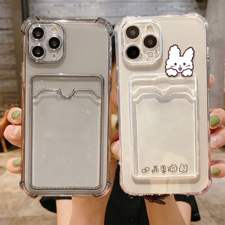 COD Case เคส for iPhone 16 13 11 15 14 12 Pro Max 7 8 Plus X XS MAX SE 2020 เคสปลอกซิลิโคนใสนุ่มสำหรับถือบัตร