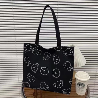 กระเป๋าผ้ามินิมอล 6 ลายสกรีน ขนาด 39x35cm กระเป๋า Tote Bag（yoloo）