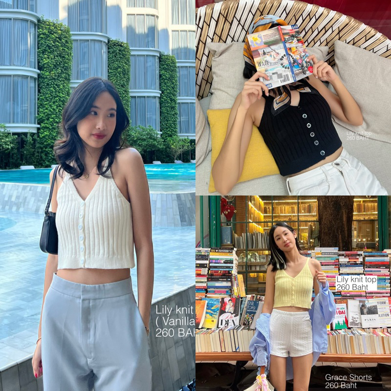 Lily knit top สายเดี่ยวไหมพรม ครอปสายเดี่ยว ครอปไหมพรม สายเดี่ยวผ้าร่อง