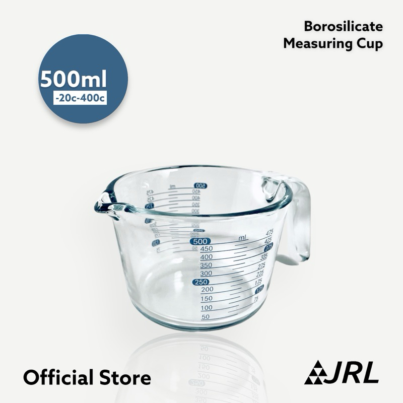 (500ml) Borosilicate ถ้วยตวงแก้ว สลับร้อน-เย็นได้ • อย่างดี • แก้วตวง ทนความร้อน