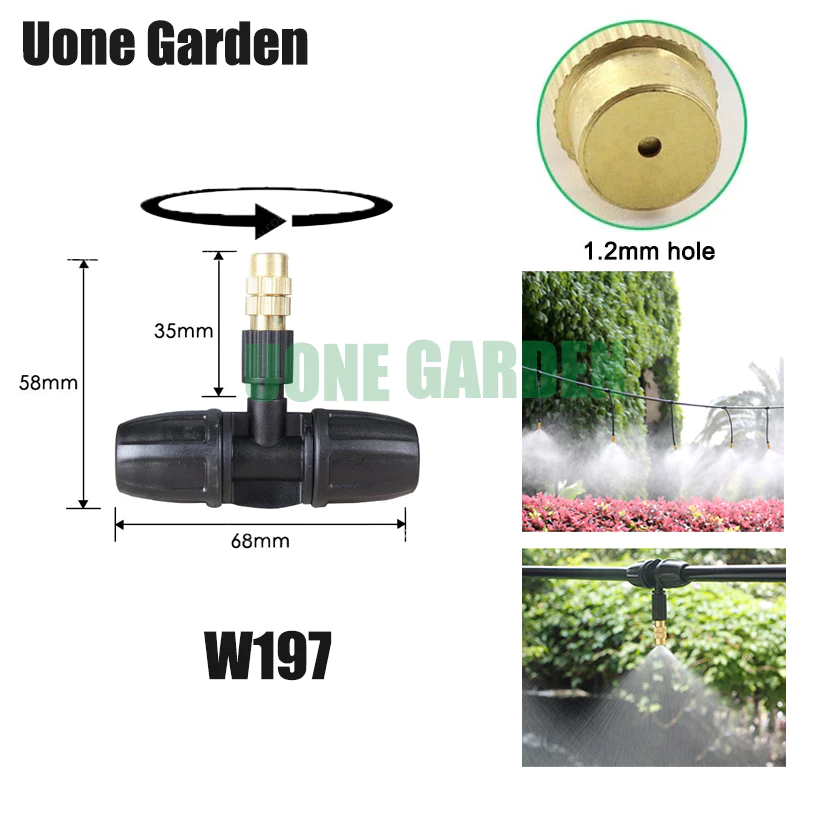 Uone Garden  หัวพ่นหมอก หัวพ่นละอองน้ำ 4/7.5/7มม หัวพ่นหมอกสีส้มแบบปรับ ทองเหลือง พร้อมข้อต่อสามทาง thumbnail 6