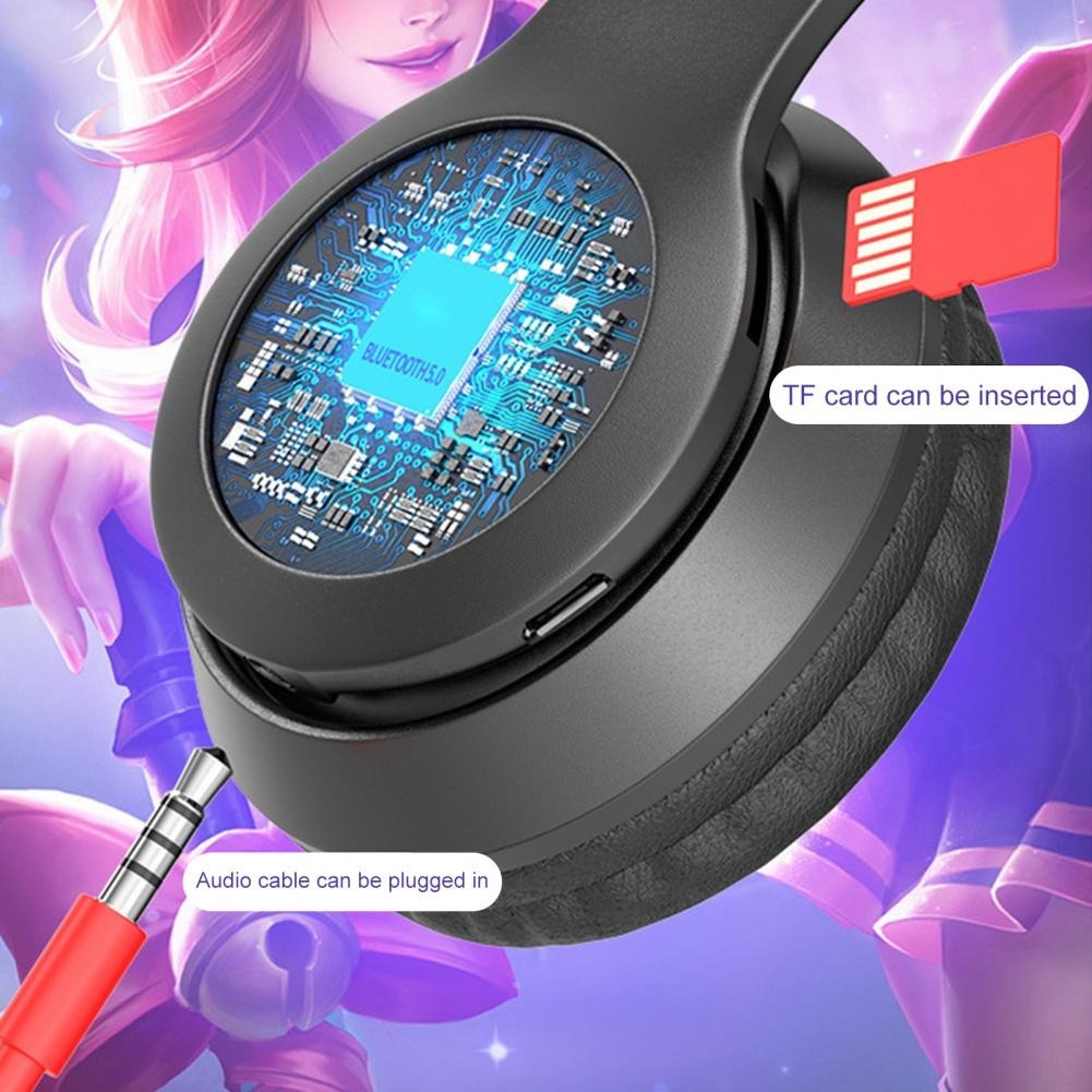 ไฟLEDหูแมว หูฟังแมวสนับสนุน P47M หูฟังบลูทูธไร้สาย 5.0 TWS Tf การ์ด ราคาถูก