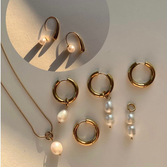 gemin. | #gmnpearldrop01 #gmnpearldrop02 #gmntulip earrings มุกถอดออกเป็นจี้ใส่สร้อยได้