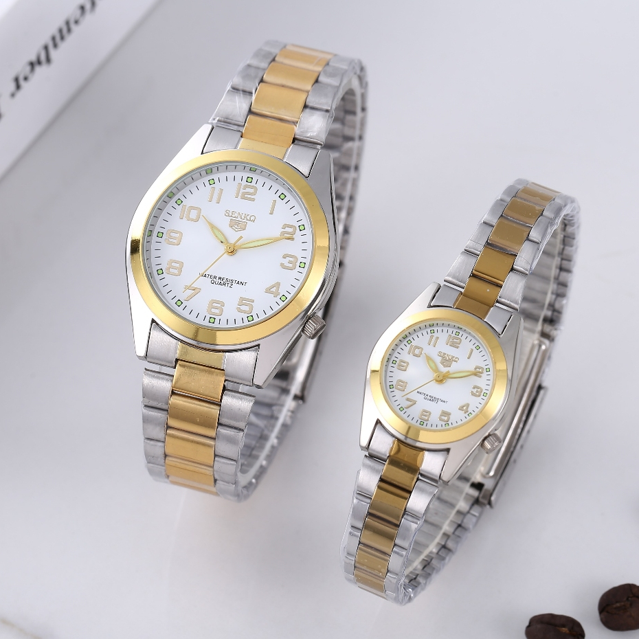 SENKQ นาฬิกาผู้ชาย นาฬิกาผู้หญิง นาฬิกาควอตซ์กันน้ํา สายสเตนเลส สไตล์คู่รัก รุ่น 3300