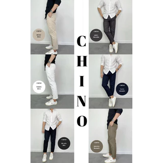 กางเกงขาเต่อผ้าชิโน่ Chino เนื้อผ้า Cotton Premium ผ้ายืดเบาสบาย ความยาว 35“ ทรงกระบอกเล็ก
