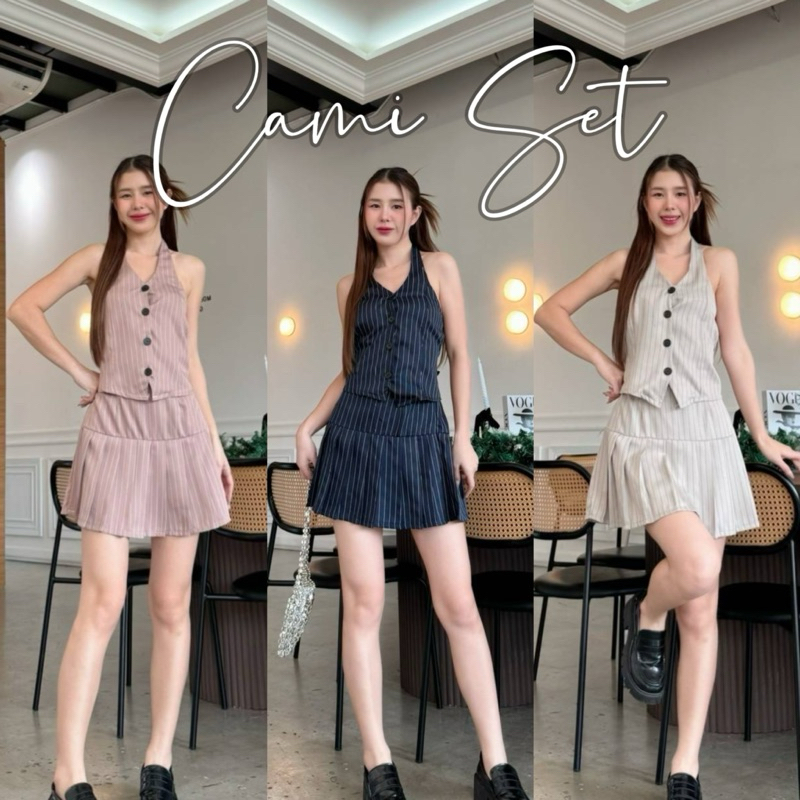 Wendystore182(Cami Set)งานชุดเชตเสื้อแขนกุด พร้อมกระโปรง