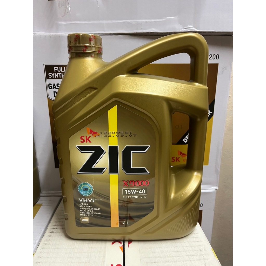 6 ลิตร ZIC X-9000 15W40 CJ-4 น้ำมันเครื่องดีเซลสังเคราะห์แท้ 100% SAE 15W40 API CJ-4 / ACEA E7/E9 ขนาด 6 ลิตร (00002097)