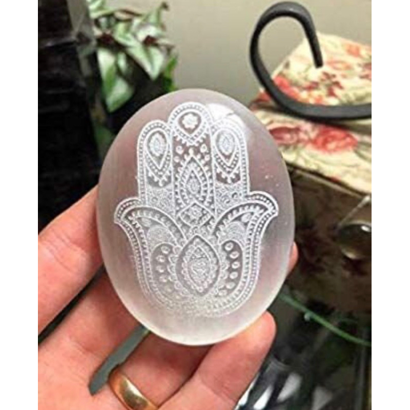 Selenite Palm stone, Satin Spar, Fatima Hand Selenite, Sacred Geometry Selenite Palm stone, Cleansin