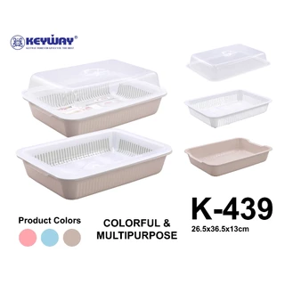 Keyway K-439 ที่คว่ำแก้วพร้อมฝา , วางช้อน , ใส่ผักผลไม้ได้ หรือ สามารถเป็นตระกร้าล้างผักพร้อมถาดรองได้...สีใหม่