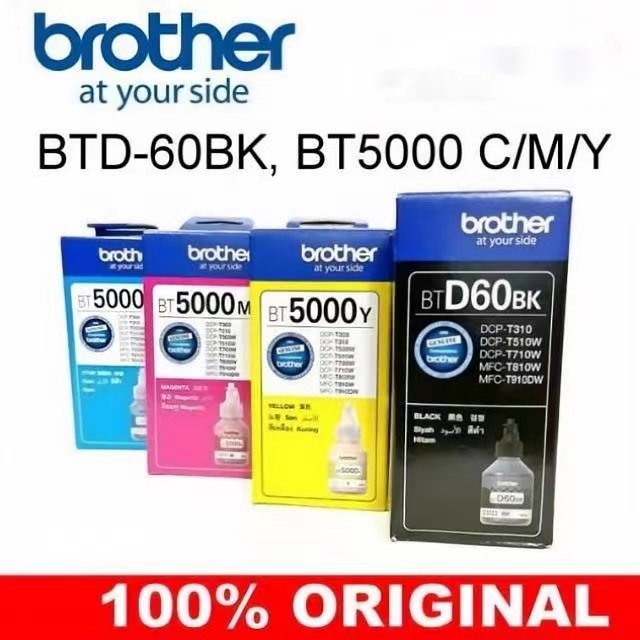 (พร้อมกล่อง BOX) หมึก BROTHER ของแท้ 💯%  BT D60BK, BT5000Y, BT5000M, BT5000C,BT6000BKหมึกกันน้ำ