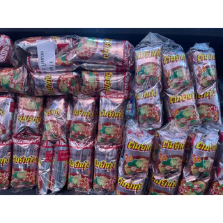 มาม่าต้มยำกุ้ง หมี่อบกรอบรสต้มยำกุ้ง🦐🦐 1 บาท (12 + 1 ซอง) ขนมย้อนวัย ขนมวัยเด็ก