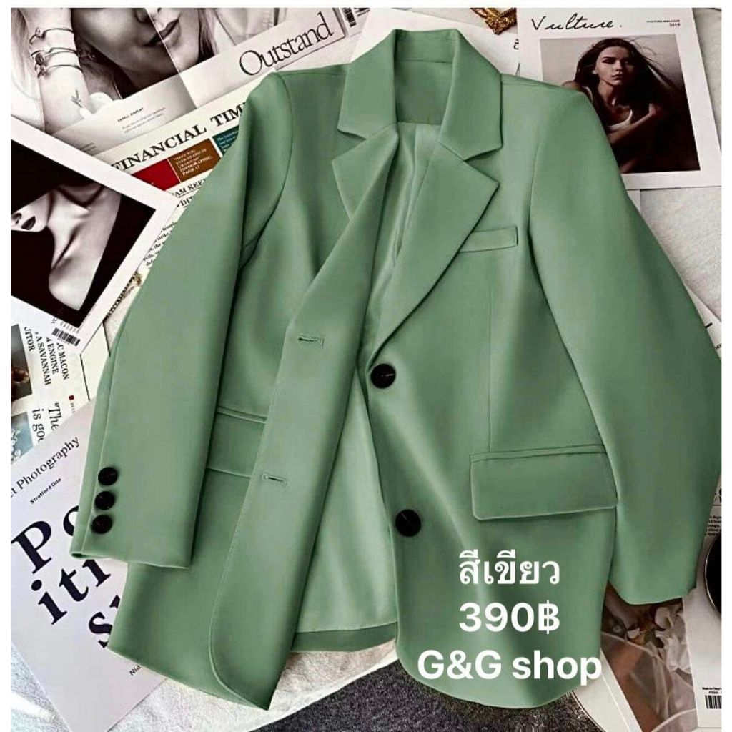 G9เสื้อสูท เกาหลีเกาใจ มีกระดุมหลัง เก๋ๆ กระเป๋าใช้งานได้จริง 5สี S-XXXL