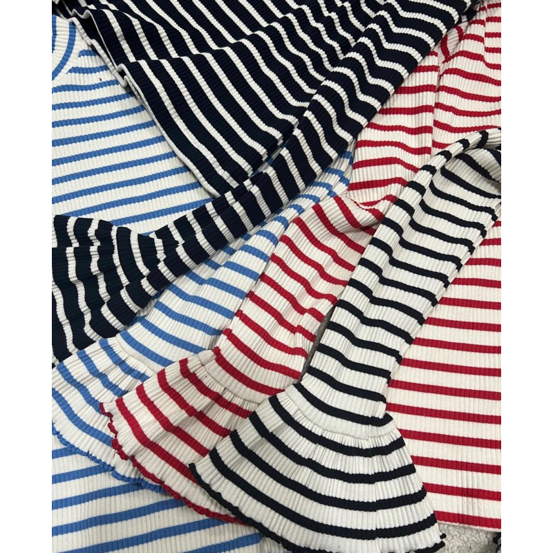Striped ruffled top ลายทาง
