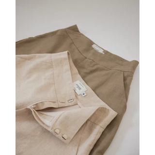 Avocado linen whipping choc shorts กางเกงขาสั้นผ้าลินิน