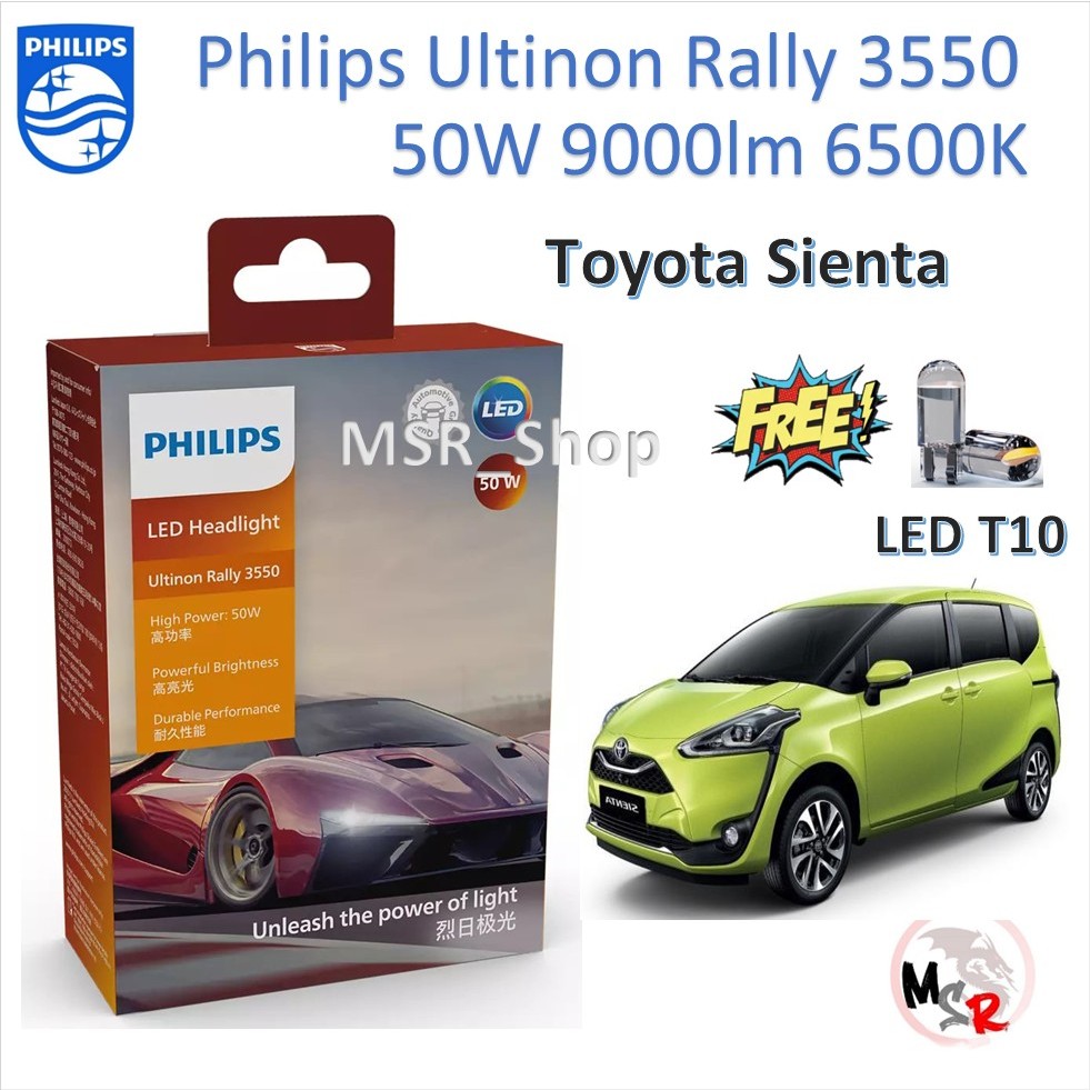 Philips หลอดไฟหน้ารถยนต์ Ultinon Rally 3550 LED 50W 9000lm Toyota Sienta เซียนต้า ประกัน 1 ปี ส่งฟรี