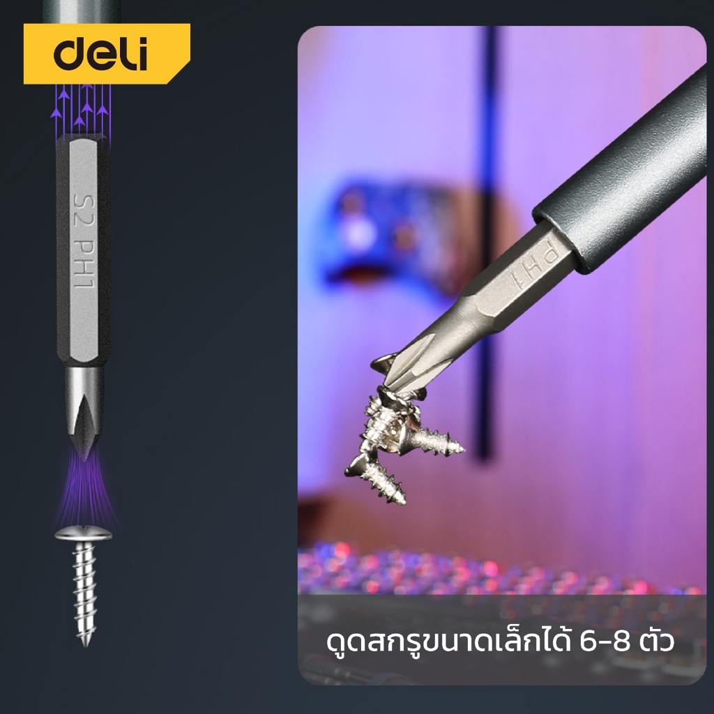 Deli ชุดไขควง ชุดไขควงแม่เหล็ก 44IN1 สำหรับซ่อมแว่นตา นาฬิกา หัวแม่เหล็ก จับถนัดมือ 44ชิ้น screwdriver
