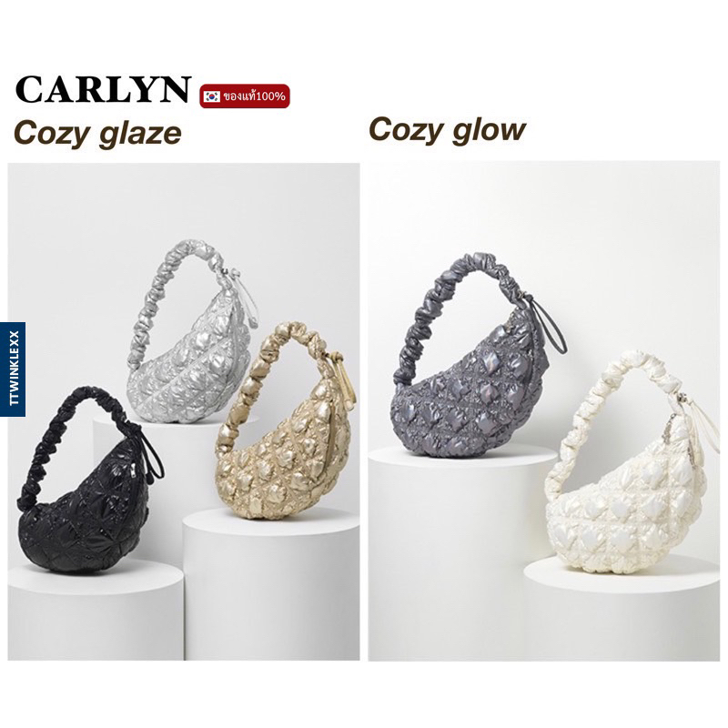ของแท้/พร้อมส่ง✨ กระเป๋า carlyn รุ่น cozy glaze black / silver / lavender / gold &amp; glow ivory / aurora / mint