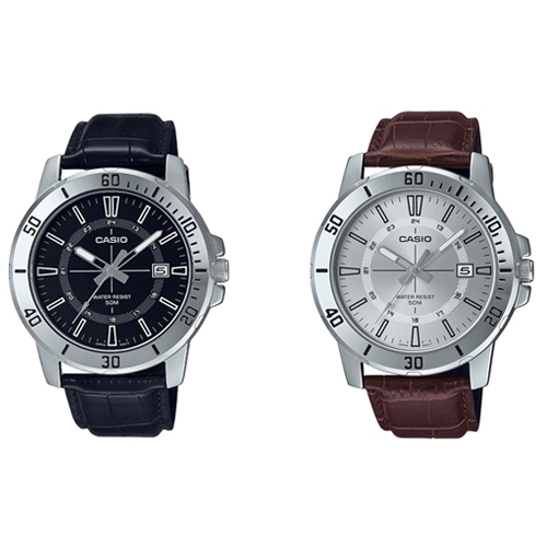 CASIO นาฬิกาข้อมือผู้ชาย สายหนัง รุ่น MTP-VD01L,MTP-VD01L-1C,MTP-VD01L-7C