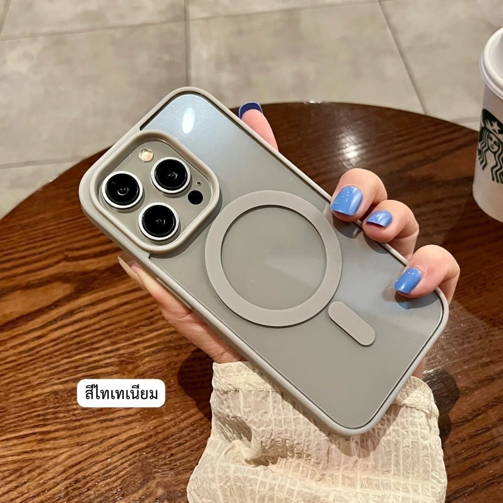 เคส iPhone 15 Pro Max เคสไอโฟน 11 แม่เหล็ก เคสขอบนิ่มแผ่นด้านหลังแข็งใส กันกระแทก 14 Plus 13 12