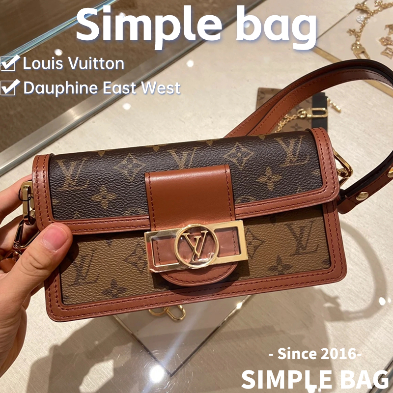 🍑หลุยส์วิตตอง Louis Vuitton Dauphine East West Shoulder bag LV กระเป๋า