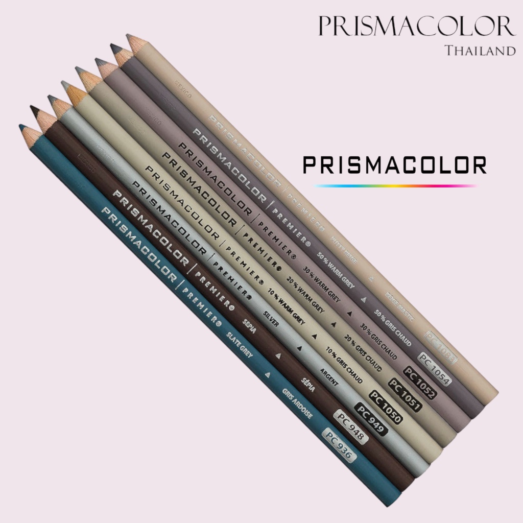 ดินสอสีไม้ กันน้ำ ระบายนุ่มลื่น Prismacolor Premier Soft Core จำหน่ายแยกแท่ง (กลุ่มสีเทา 2)