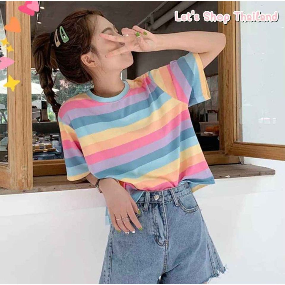 เสื้อยืดสายรุ้ง สีพาสเทล