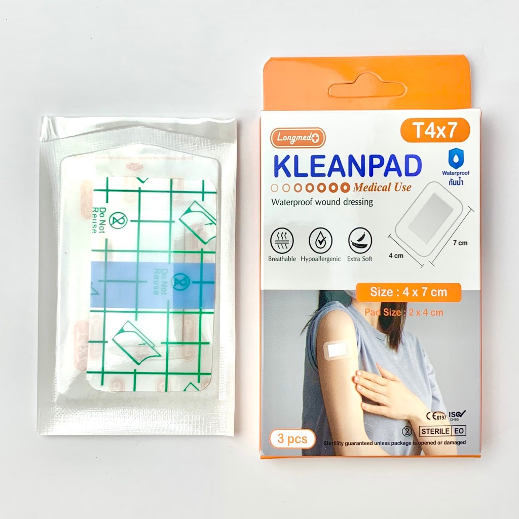 พลาสเตอร์ปิดแผล ชนิดกันน้ำ Kleanpad Longmed T-series คลีนแพด ลองเมด ผ้าก๊อซพร้อมใช้ [ขนาด 1 กล่อง]