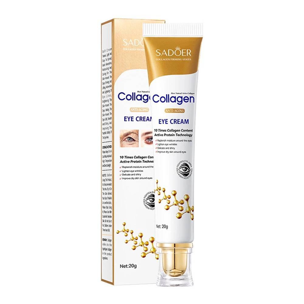 SADOER Collagen Anti-AGING EYE CREAM ครีมบำรุงรอบดวงตา ฟื้นฟู ชุ่มชื้น ลดเลือนริ้วรอย ( สีทอง 20g. )