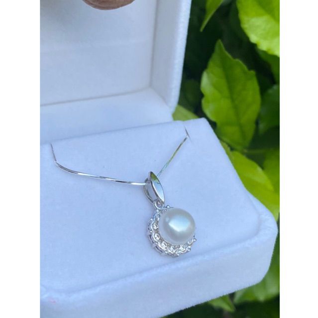 สร้อยคอเงินแท้ พร้อมจี้ไข่มุกแท้ มุกotop phuket มีใบรับประกัน silver92.5%