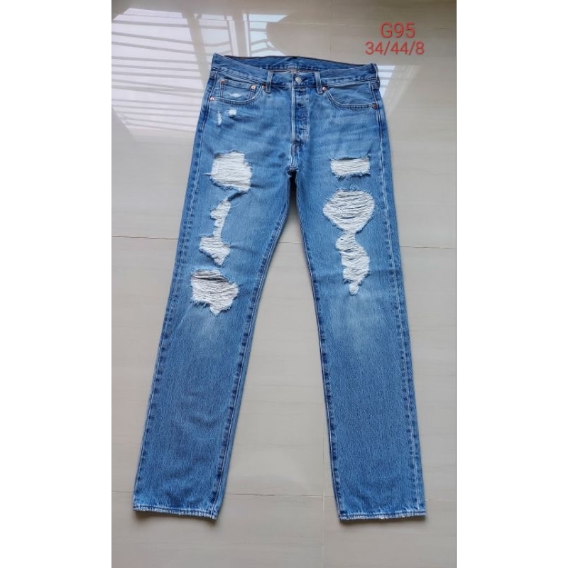 กางเกงยีนมือสอง ลีวาย501 แต่งเซอร์ เอว34/44/8 (G95)