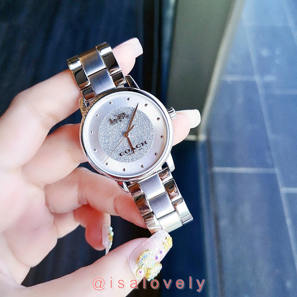📌Isa Lovely Shop📌 ⚠️มีตำหนิ⚠️  Coach Women's Classic Silver-Tone Stainless Steel Watch 14503493