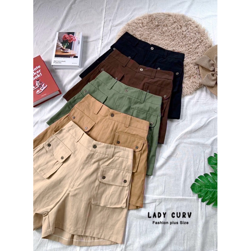 (LC) กางเกงขาสั้น กระเป๋าหน้าทรงกล่อง ดีเทลเก๋ ใส่ไปแคมป์ปิ้งเหมาะมาก เสื้อผ้าสาวอวบอ้วน พลัสไซส์ ไซส์ใหญ่ - รูปที่ 6