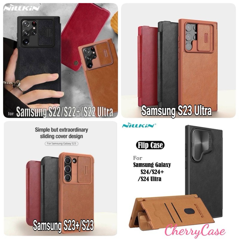 เคสหนังฝาพับ Samsung Galaxy S24 ultra/S23 ultra/s22 ultra/S22 pllus/S22:Nillkin Qin Pro สไลด์กันเลนส์กล้อง Nillkin (แท้)