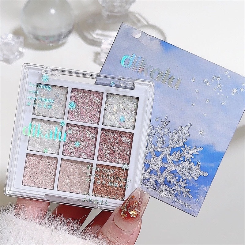 DIKALU SNOW พาเลตอายแชโดว์ ชิมเมอร์ กลิตเตอร์ 9 สี สวยฉ่ำ ติดทน สไตล์สาวเกาหลี