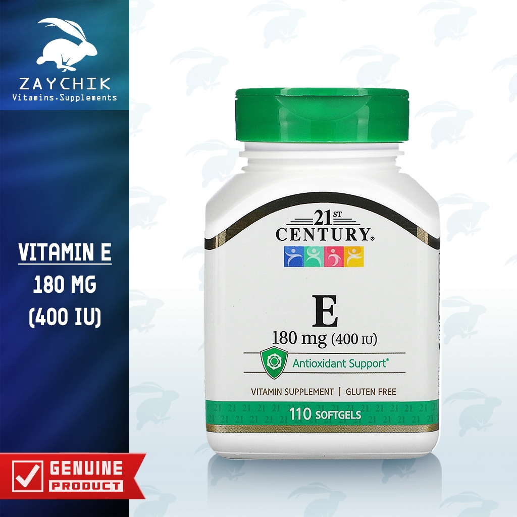 [พร้อมส่ง] 21st Century Vitamin E 180 mg [400 IU] วิตามินอี ซอฟเจล [ZAYCHIK]