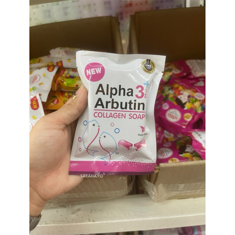 Alpha Arbutin Collagen Soap 80g. สบู่อัลฟ่างอาร์บูติน
