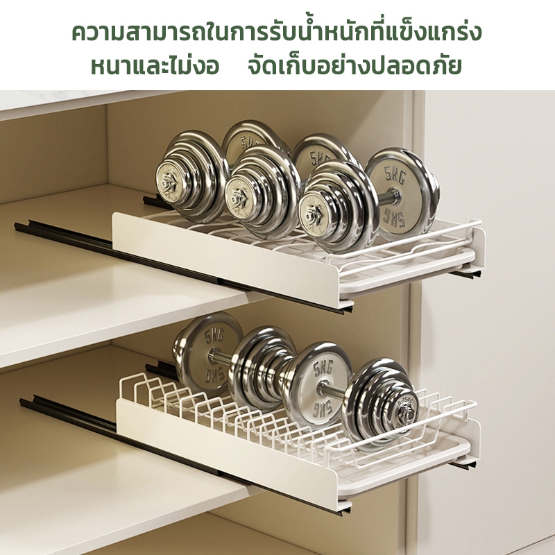 ชั้นวางจาน สแตนเลส ชั้นวางจานแบบลิ้นชักพร้อมรางเลื่อน ชั้นวางจานดึงออก ชั้นวางของในครัว กล่องเก็บช้อนส้อม - รูปที่ 4