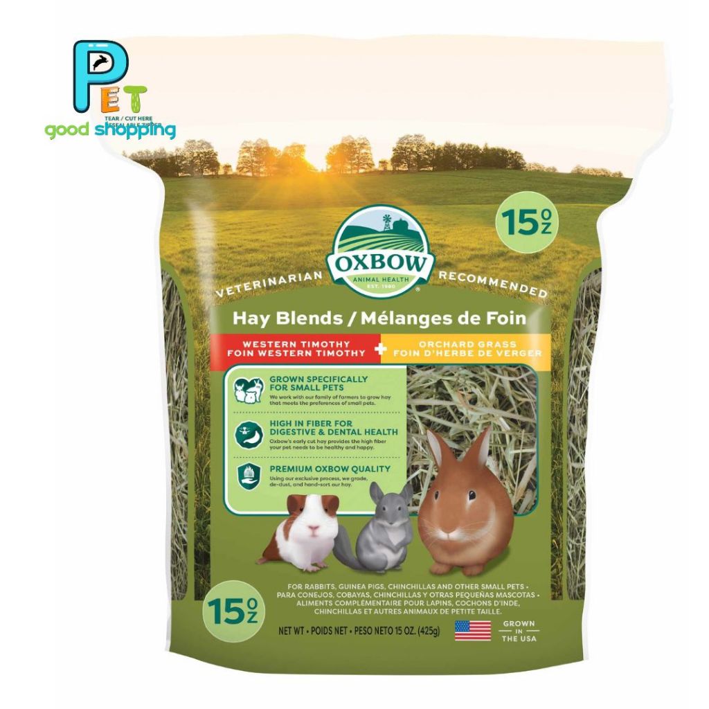 Oxbow Hay Blends – Western Timothy + Orchard Grass Hay 15 oz. หญ้าทีโมธีผสมหญ้าออร์ชาร์ด 425 กรัม